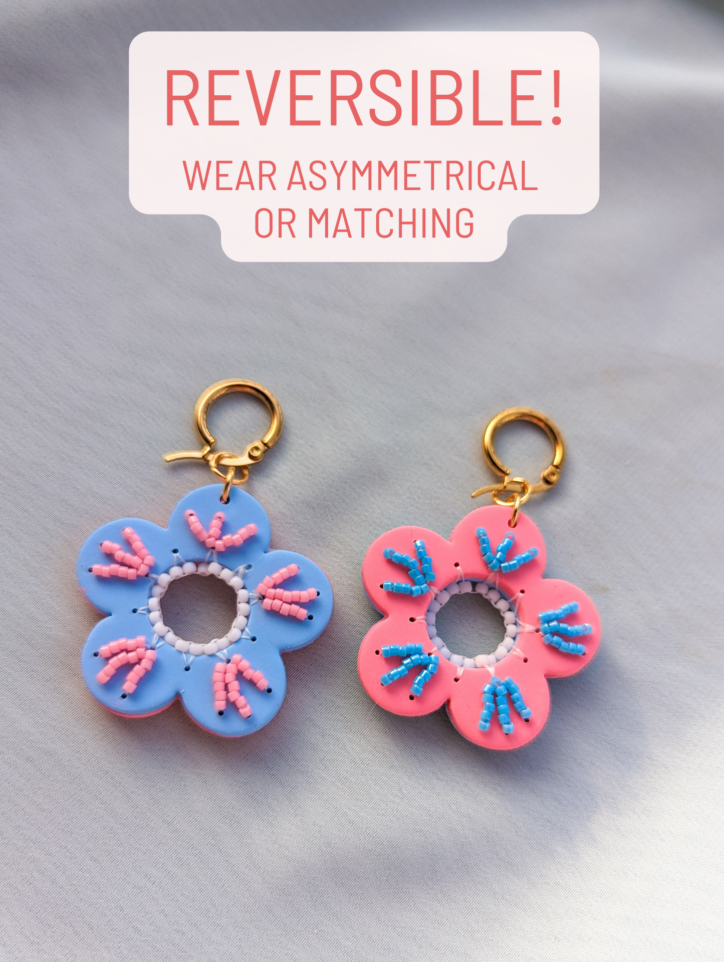 Reversible Flowers - Cotton Candy - Beaded Stripes