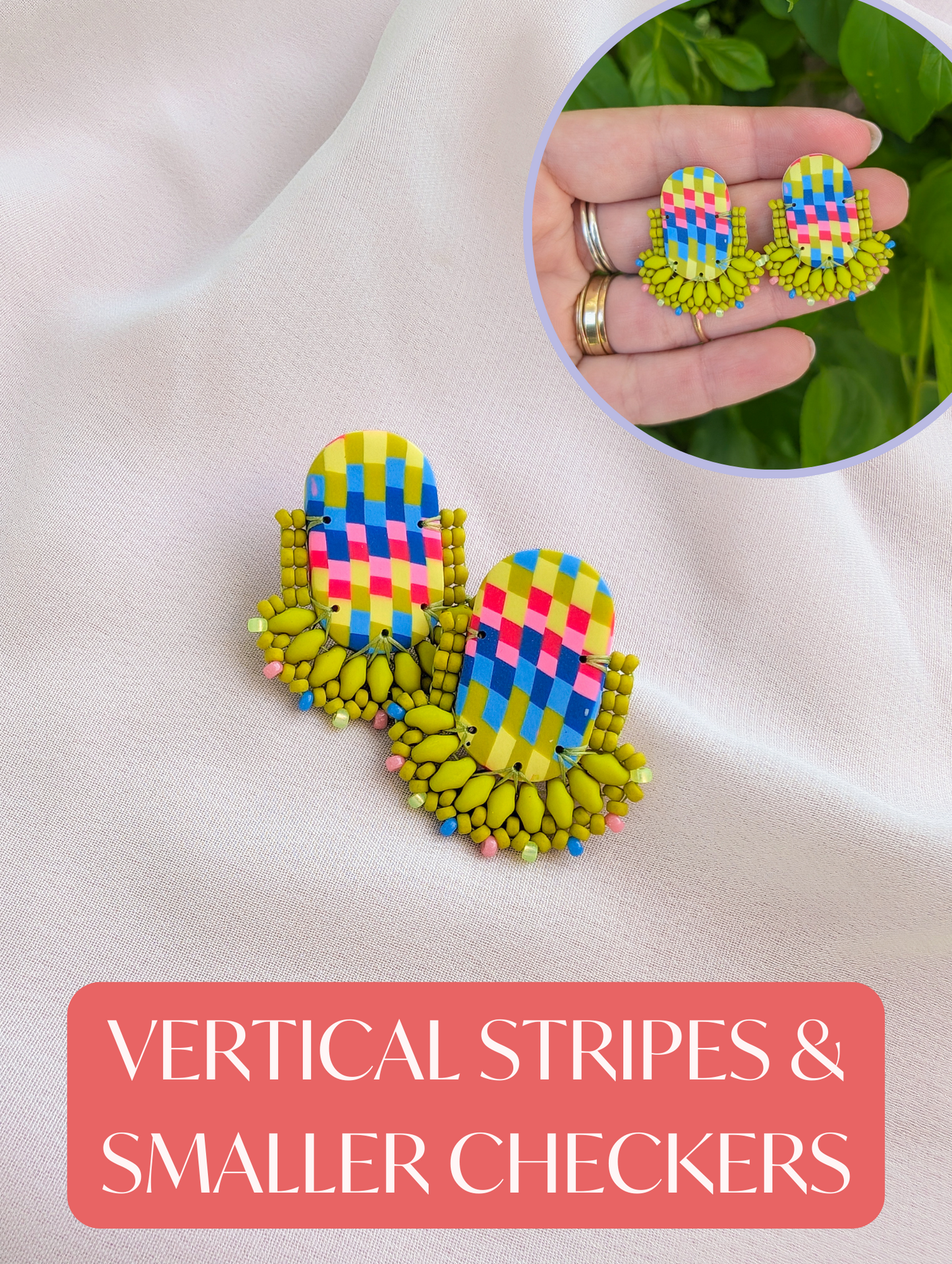 Oval Stud - Summer Checkerboard - Limited