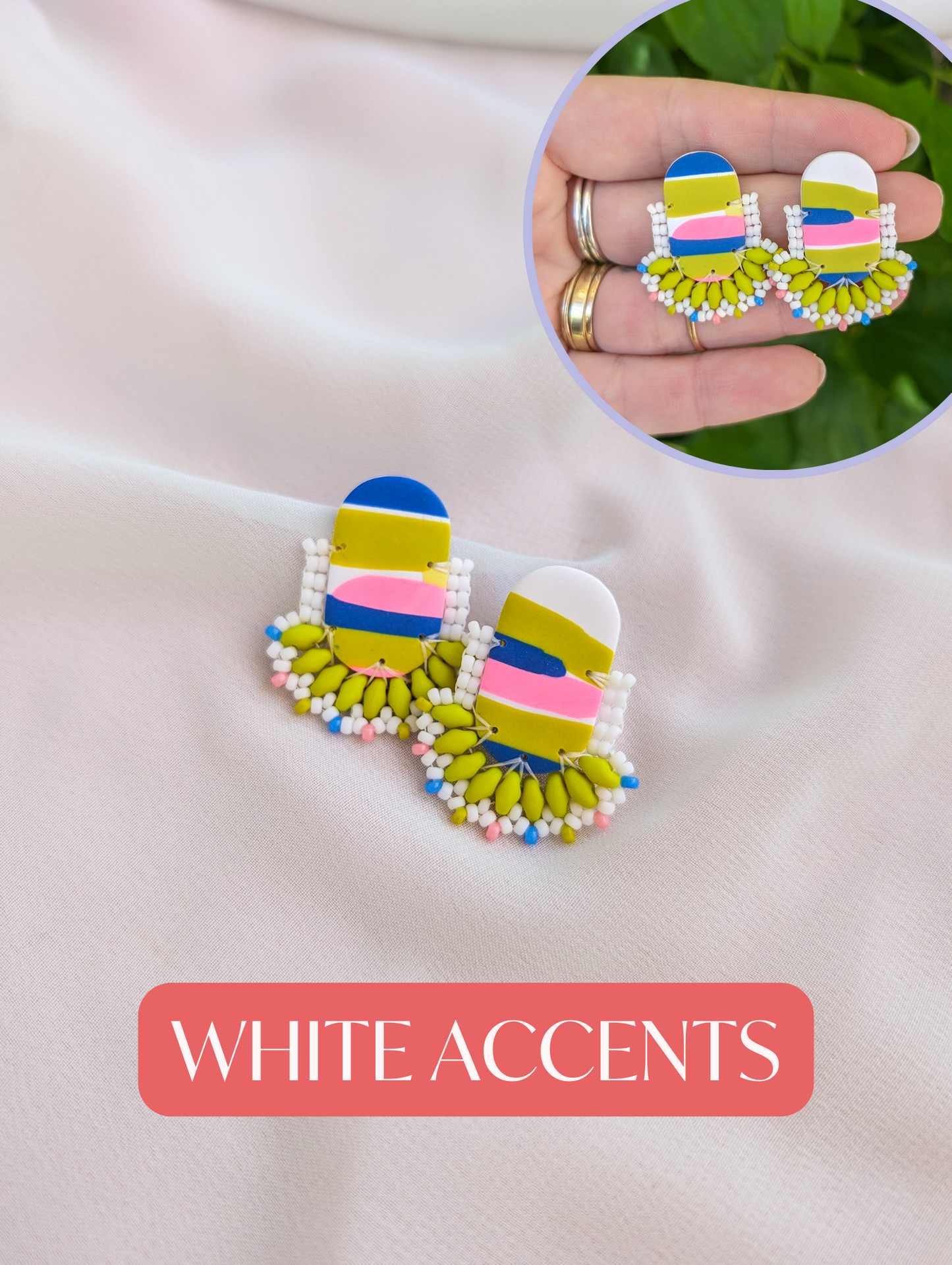 Oval Stud - Lemongrass Stripes - Limited