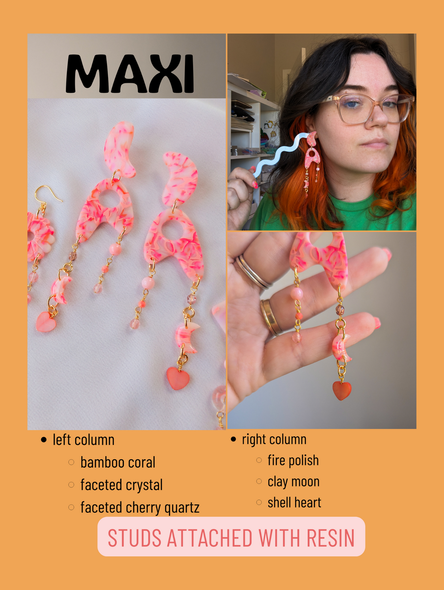 Droplets - Cherry Swirl - Freshwater Pearl, Bamboo Coral, Yellow Quartz, Cherry Quartz - Buffed