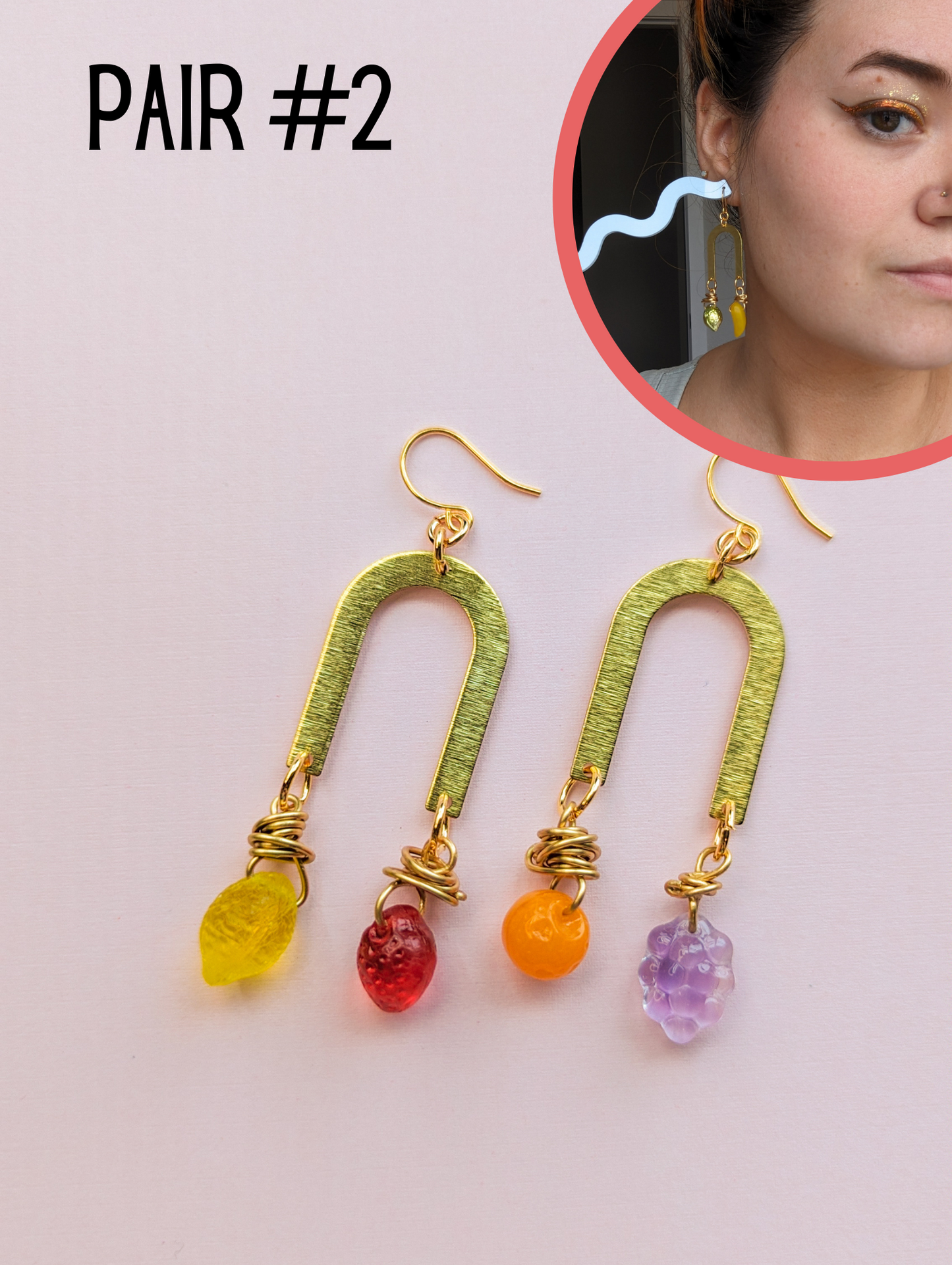 Fruit Drops - Brass & Glass Arch - Choose your Pair