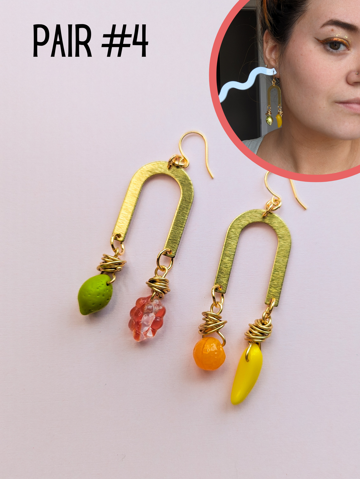 Fruit Drops - Brass & Glass Arch - Choose your Pair