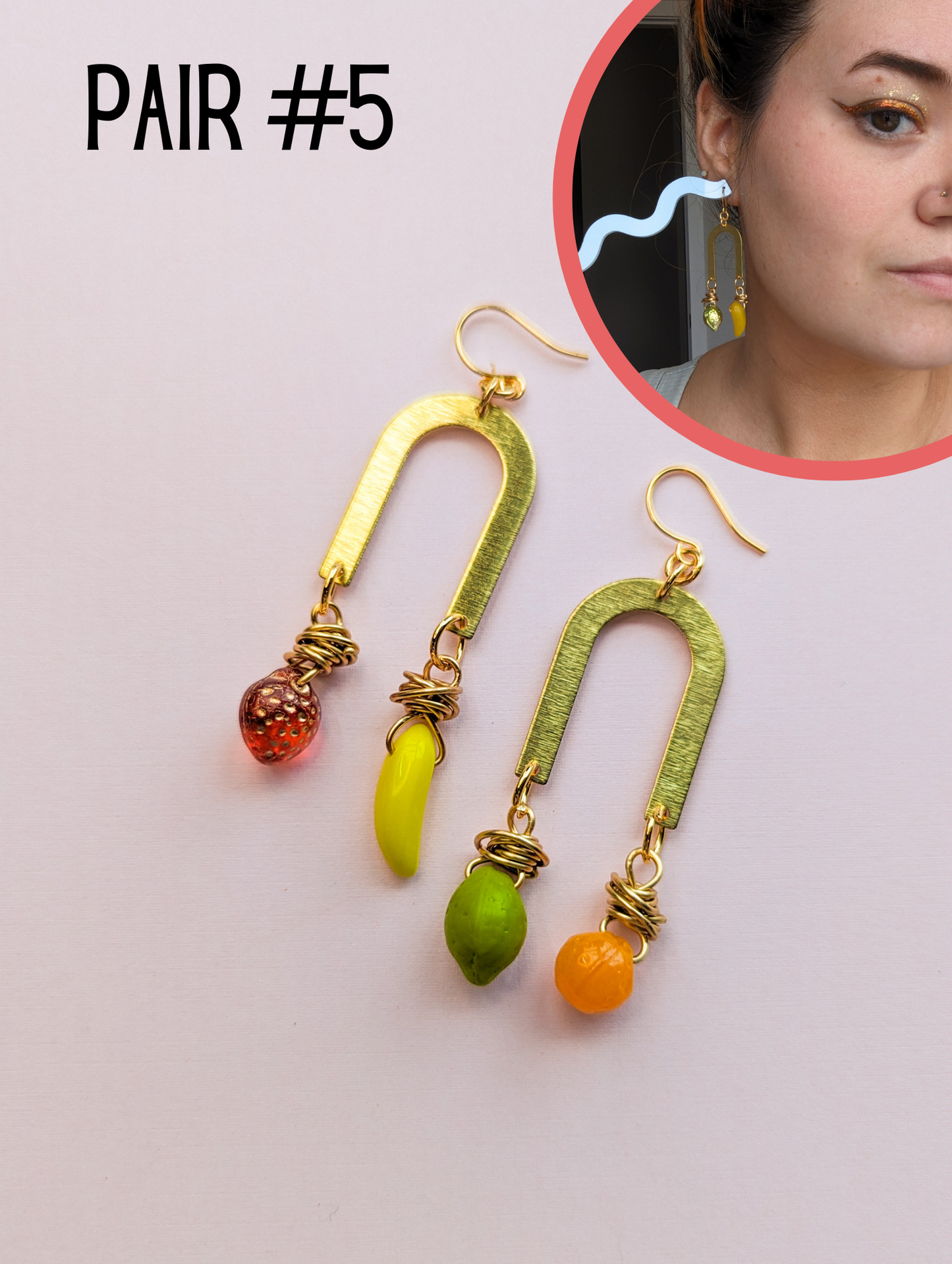 Fruit Drops - Brass & Glass Arch - Choose your Pair