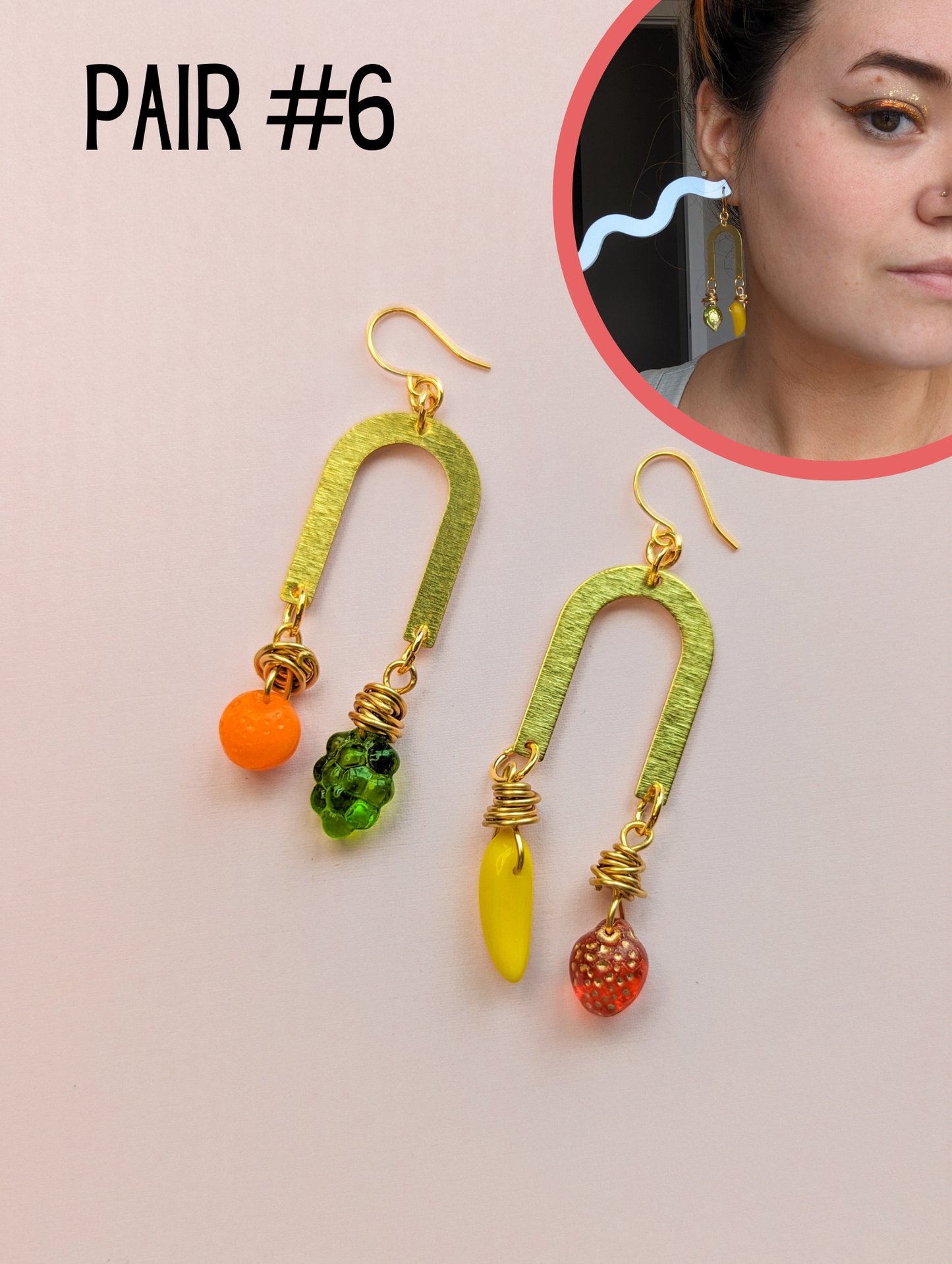 Fruit Drops - Brass & Glass Arch - Choose your Pair