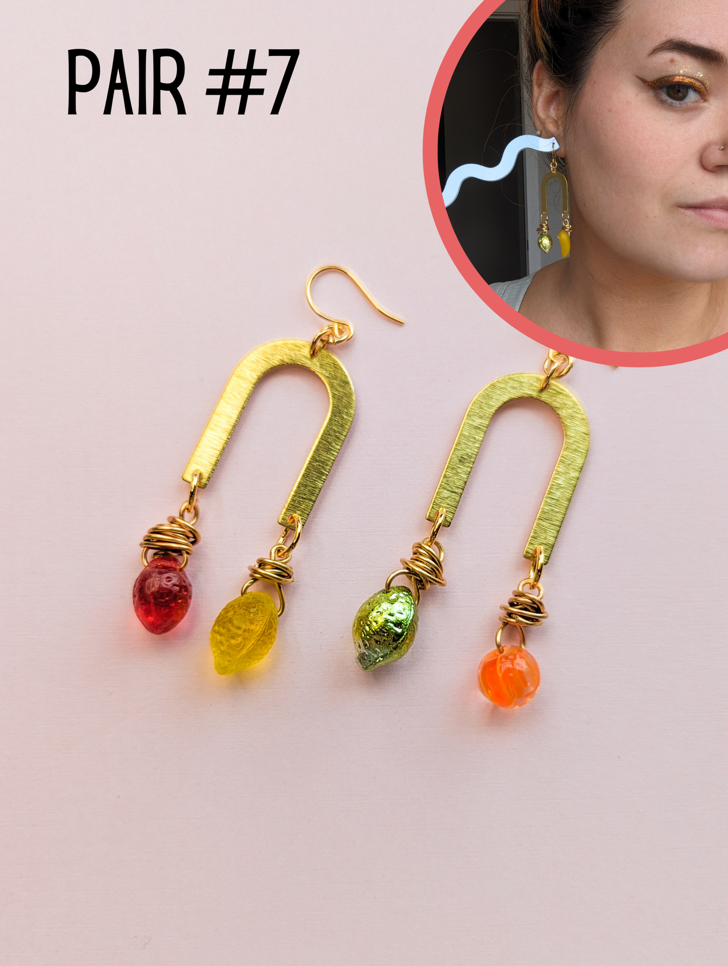 Fruit Drops - Brass & Glass Arch - Choose your Pair