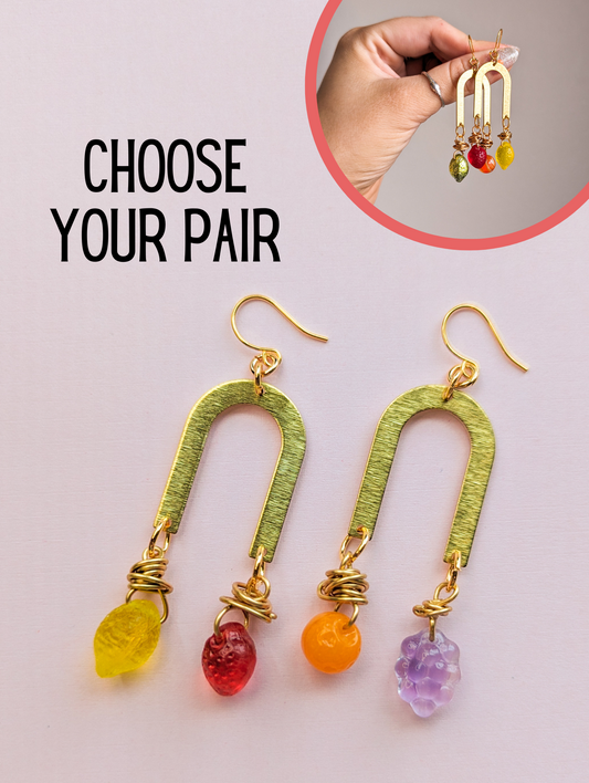 Fruit Drops - Brass & Glass Arch - Choose your Pair
