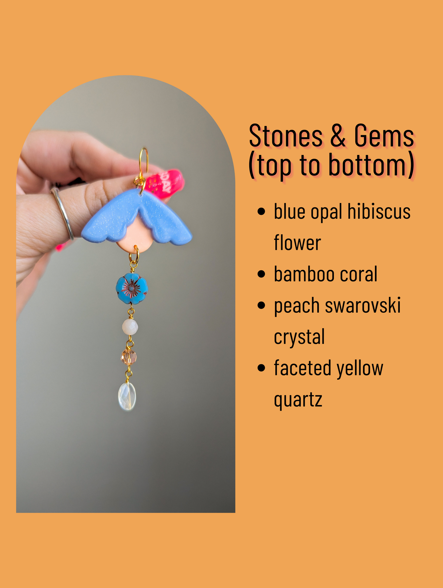 Moff - Blue Opal Hibiscus, Bamboo Coral, Crystal, Yellow Quartz - Buffed