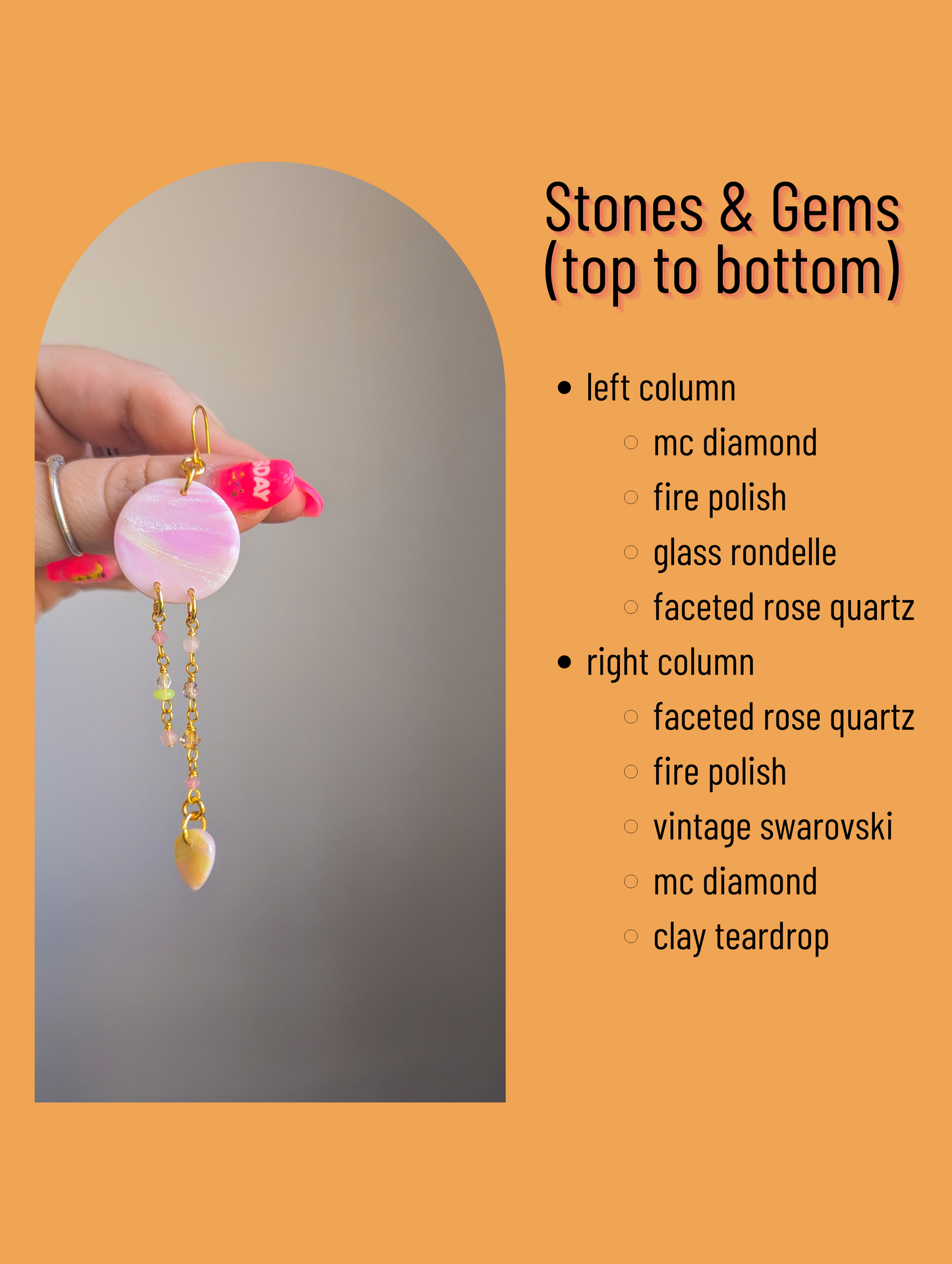 Comet - Pearl Swirl - Rose Quartz, Jade, Moonstone, Crystal - Buffed