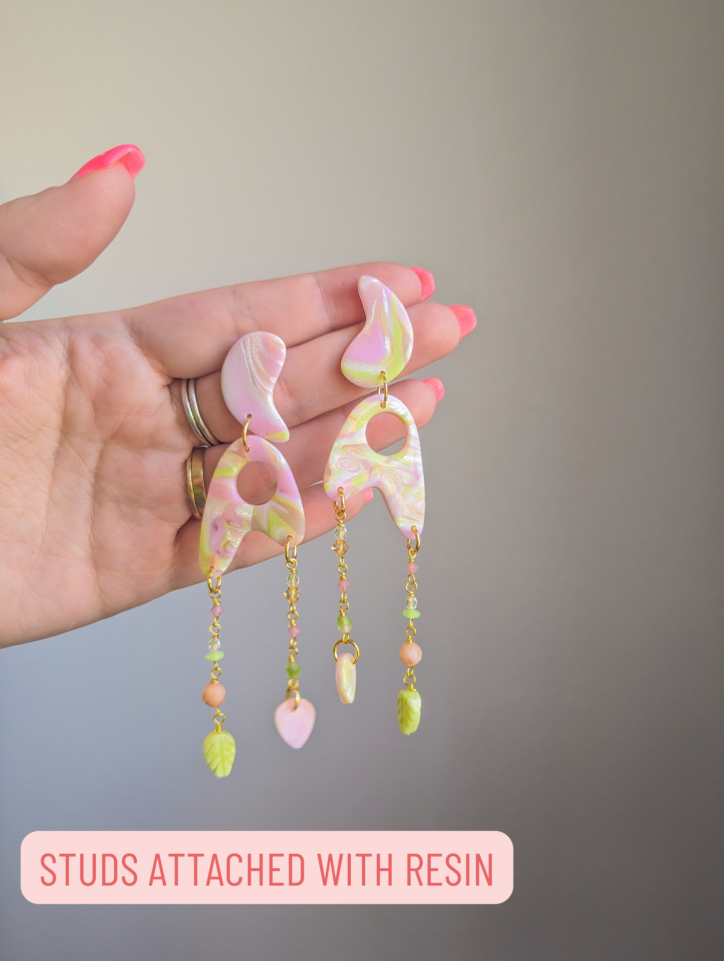 Jetsons - Pearl Swirl - Jade, Bamboo Coral, Firepolish, Crystal - Buffed