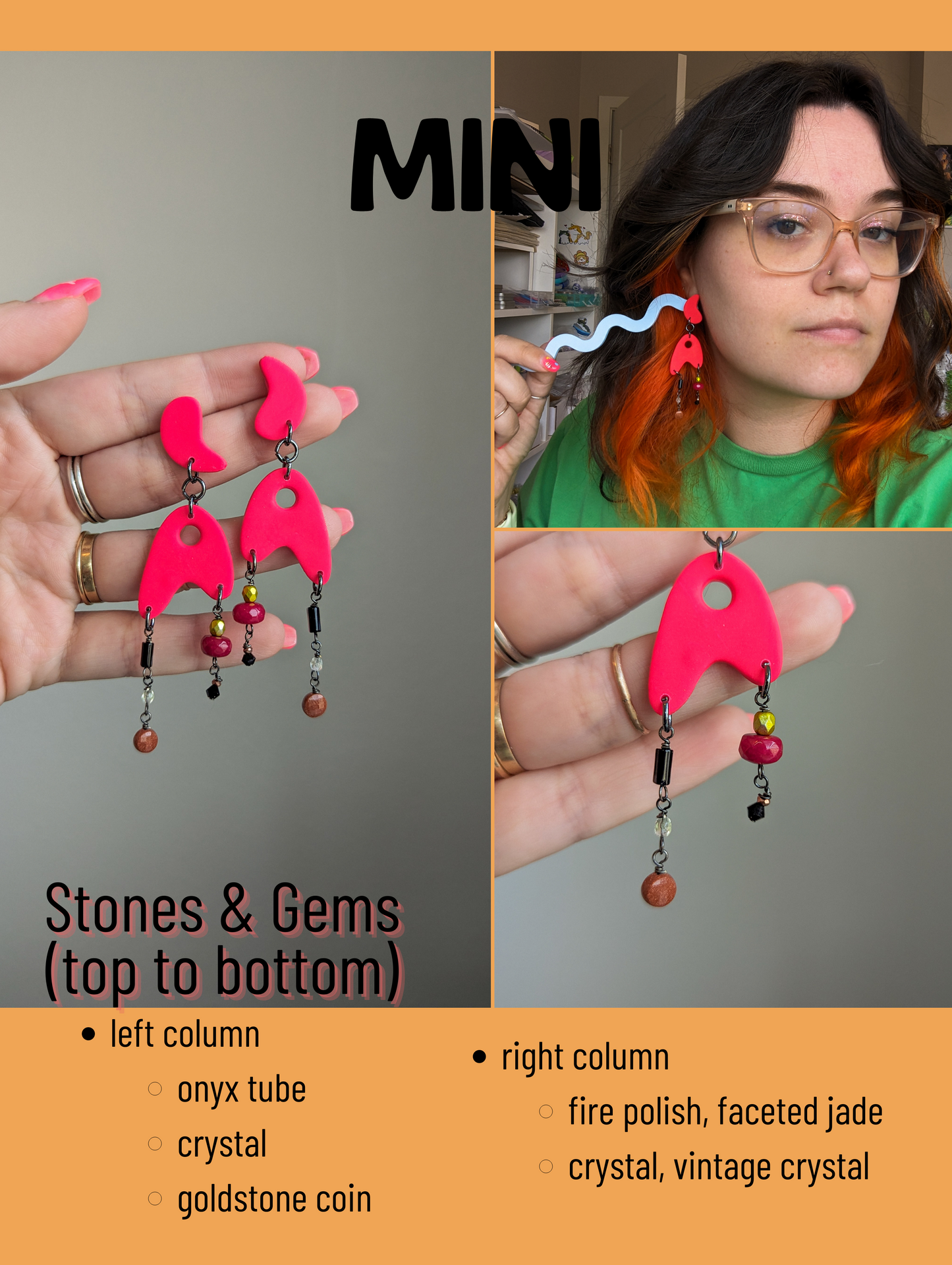 Jetsons - Pomegranate - Jade, Glass, Crystal, Goldstone