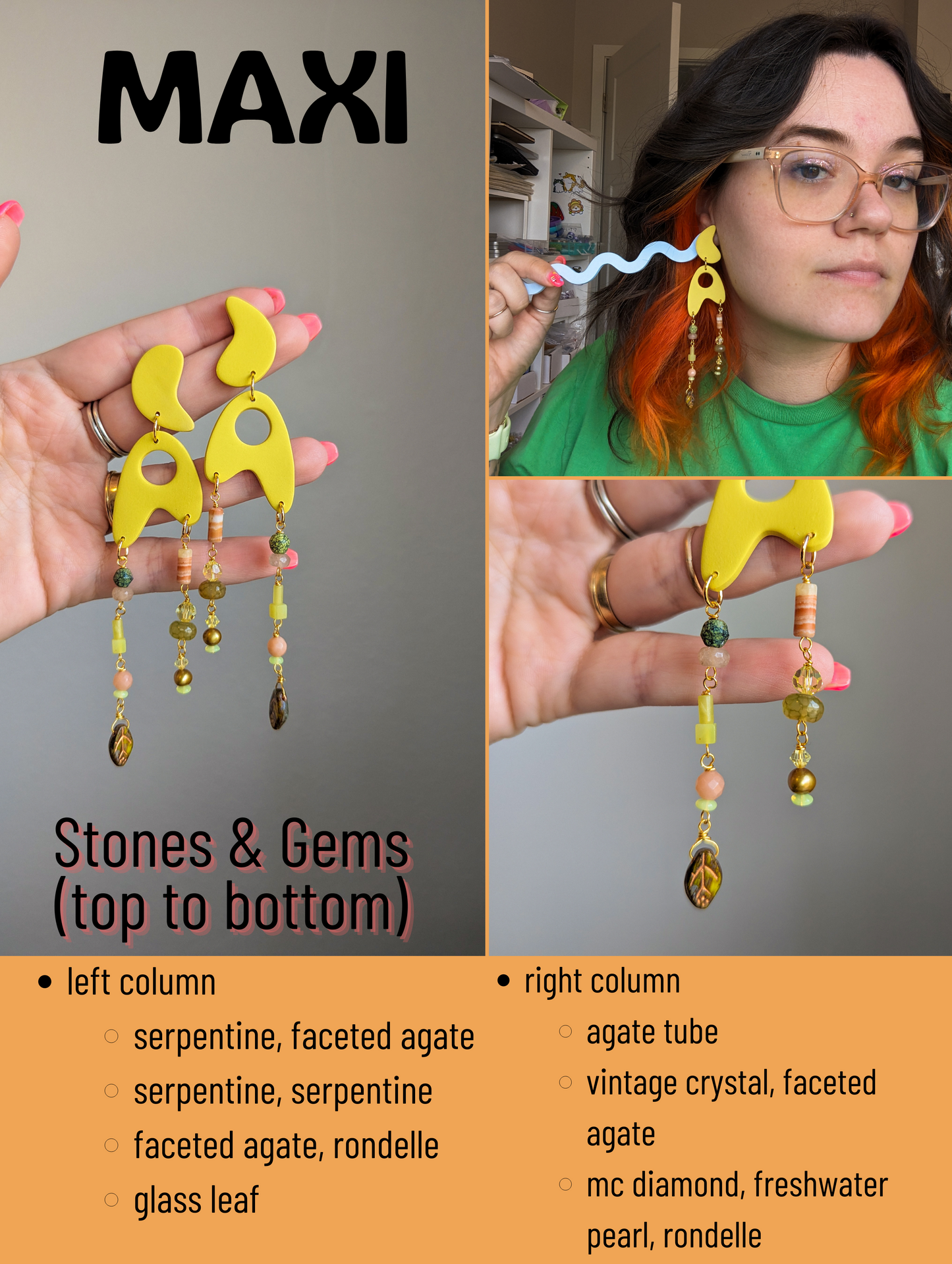 Jetsons - Chartreuse - Freshwater Pearl, Serpentine, Agate, Peridot