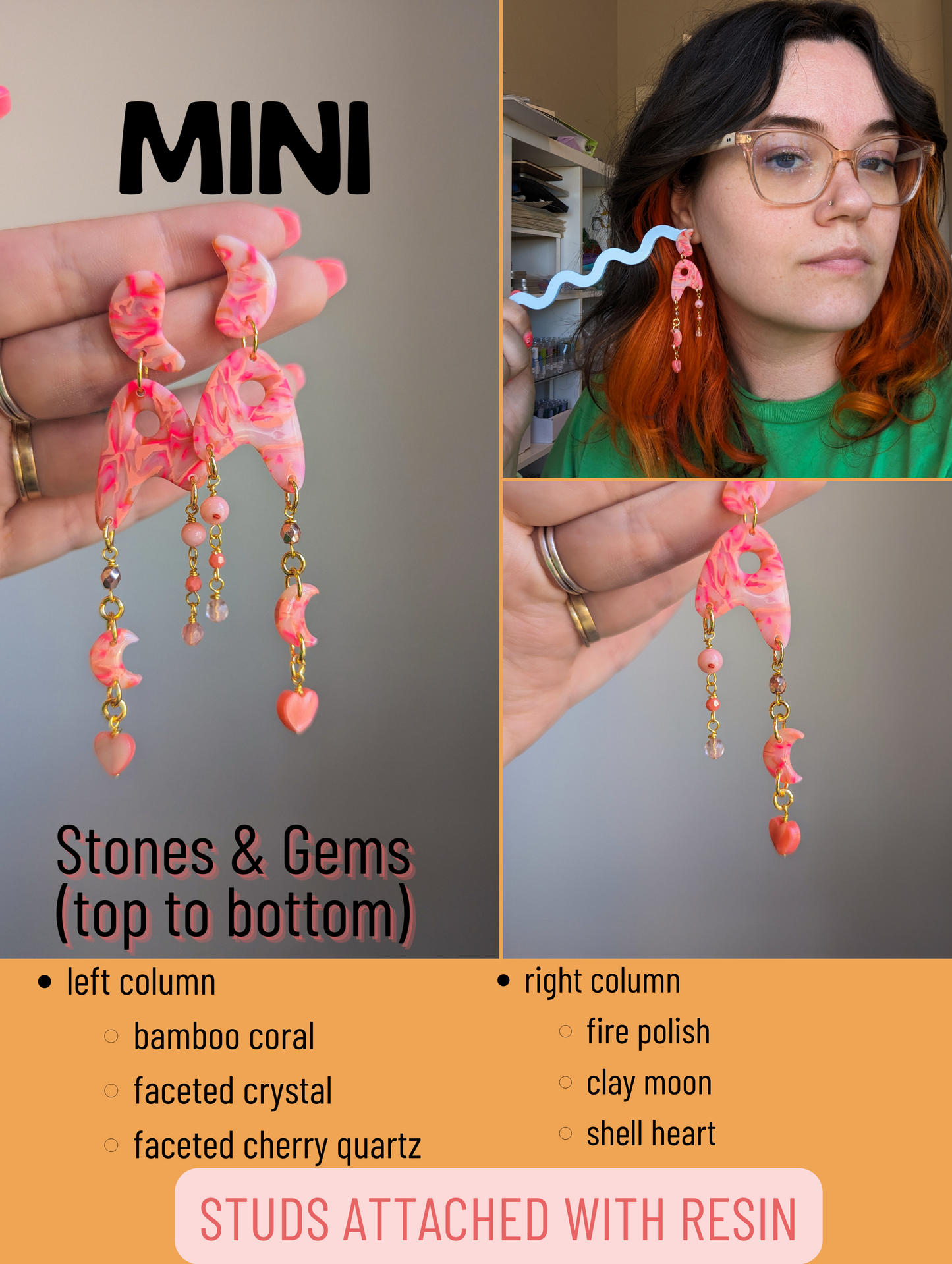 Jetsons - Cherry Swirl - Bamboo Coral, Cherry Quartz, Shell Heart - Buffed
