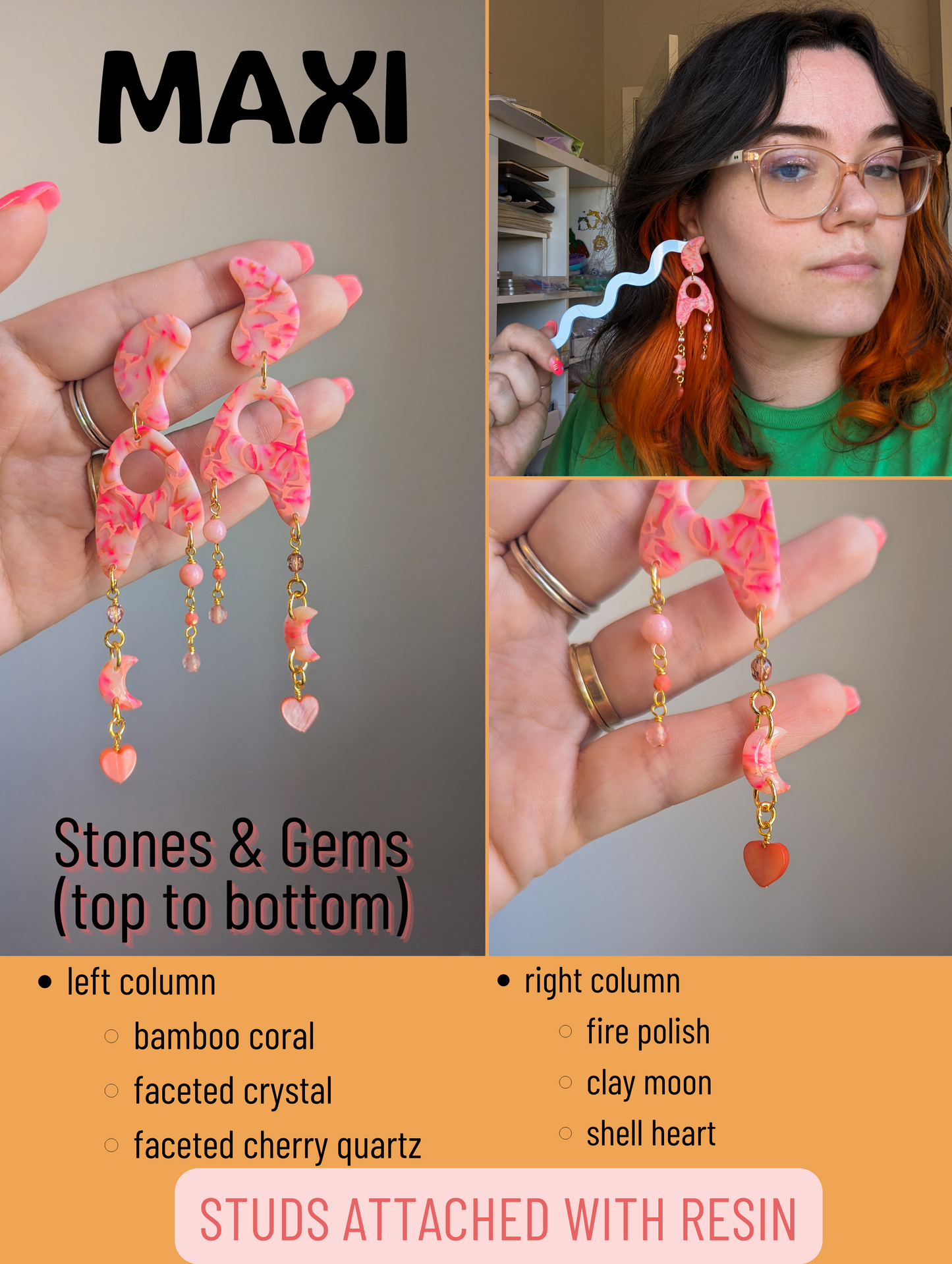 Jetsons - Cherry Swirl - Bamboo Coral, Cherry Quartz, Shell Heart - Buffed