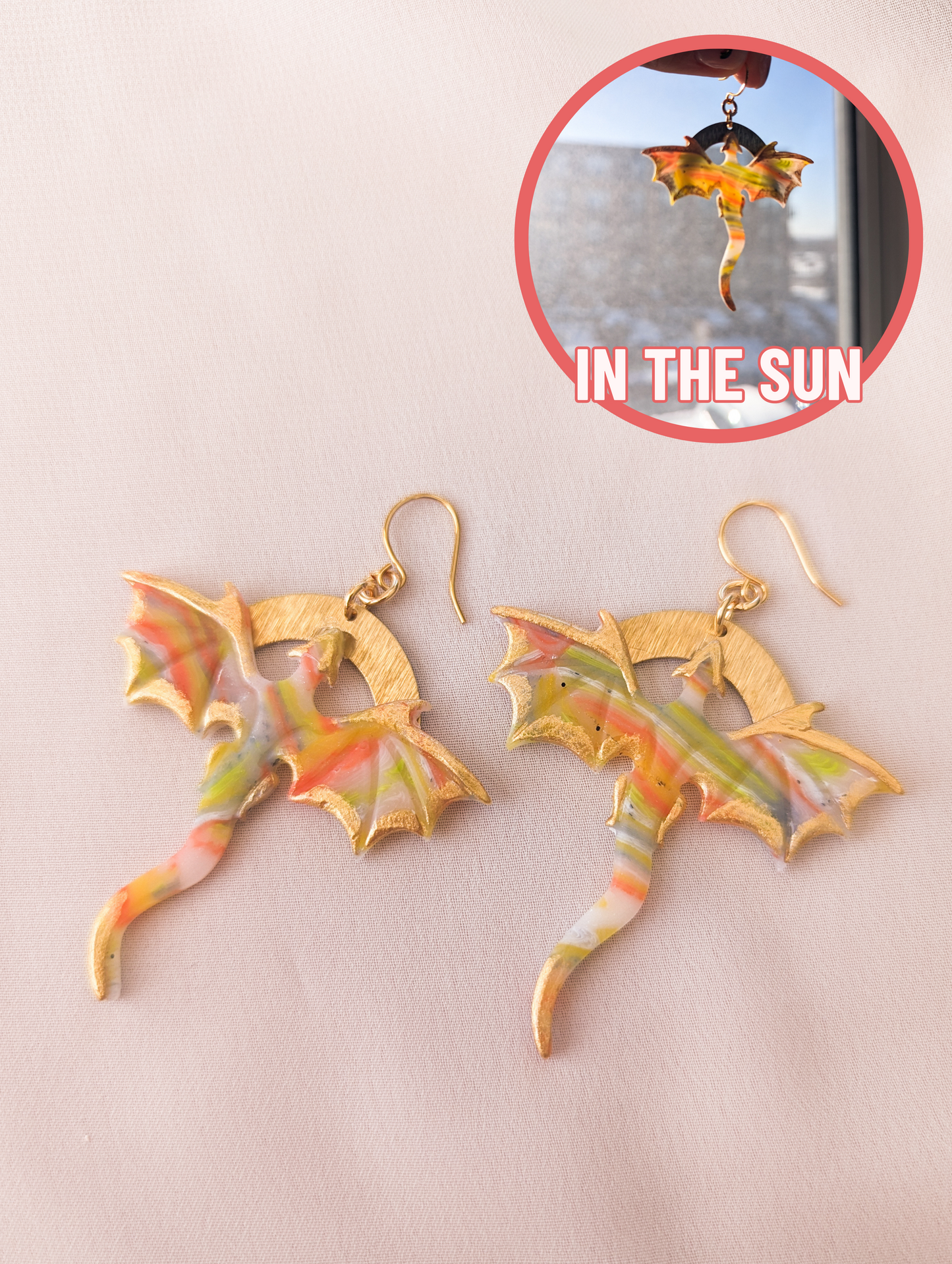 Dragon - Brass Arch - Rainbow Agate - Buffed