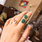 Band Ring (Adjustable) - Emerald - Plated Sterling Silver