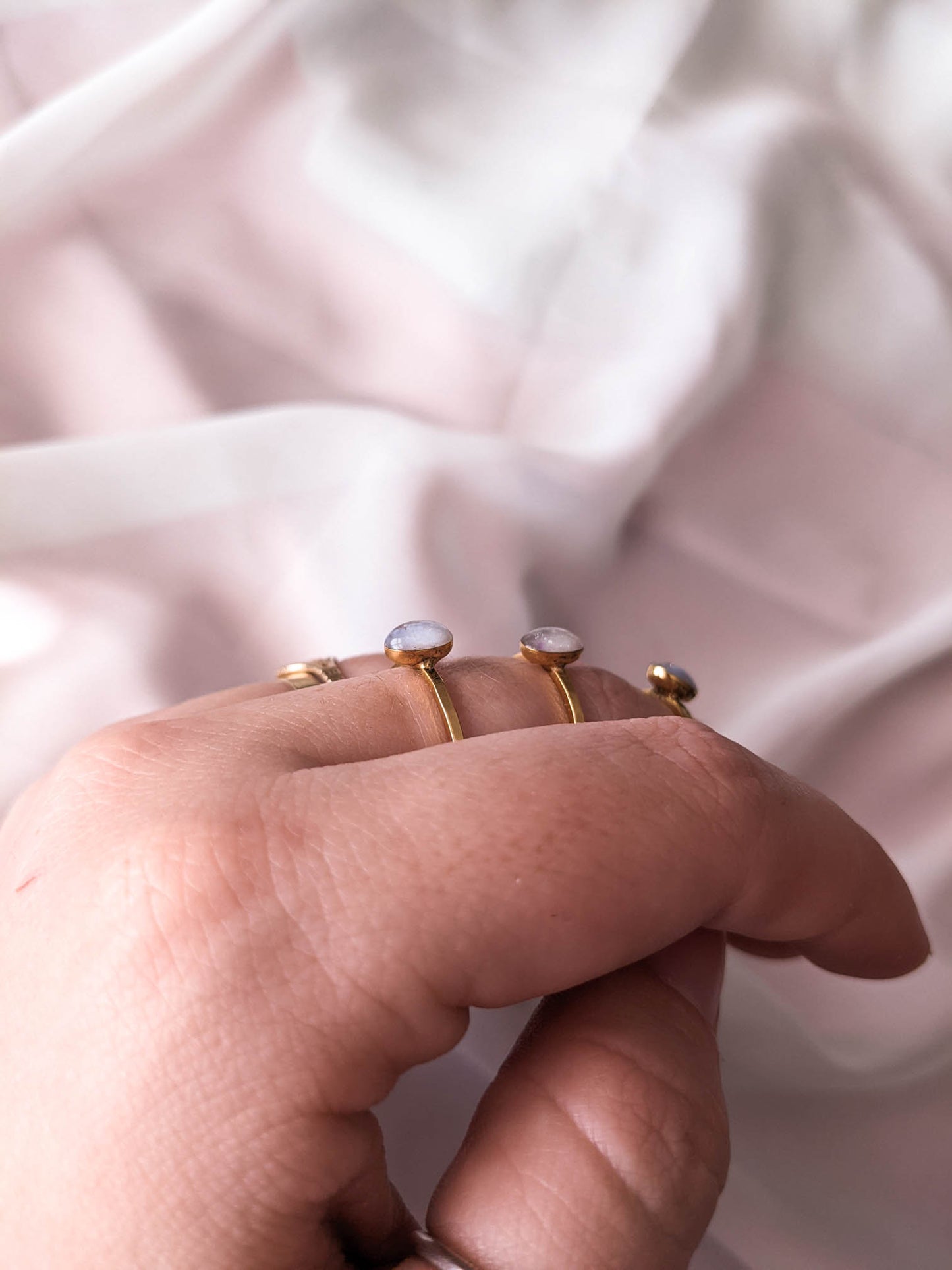 Drop Ring - Alexandrite Opal - Hammered 24k Plated Gold