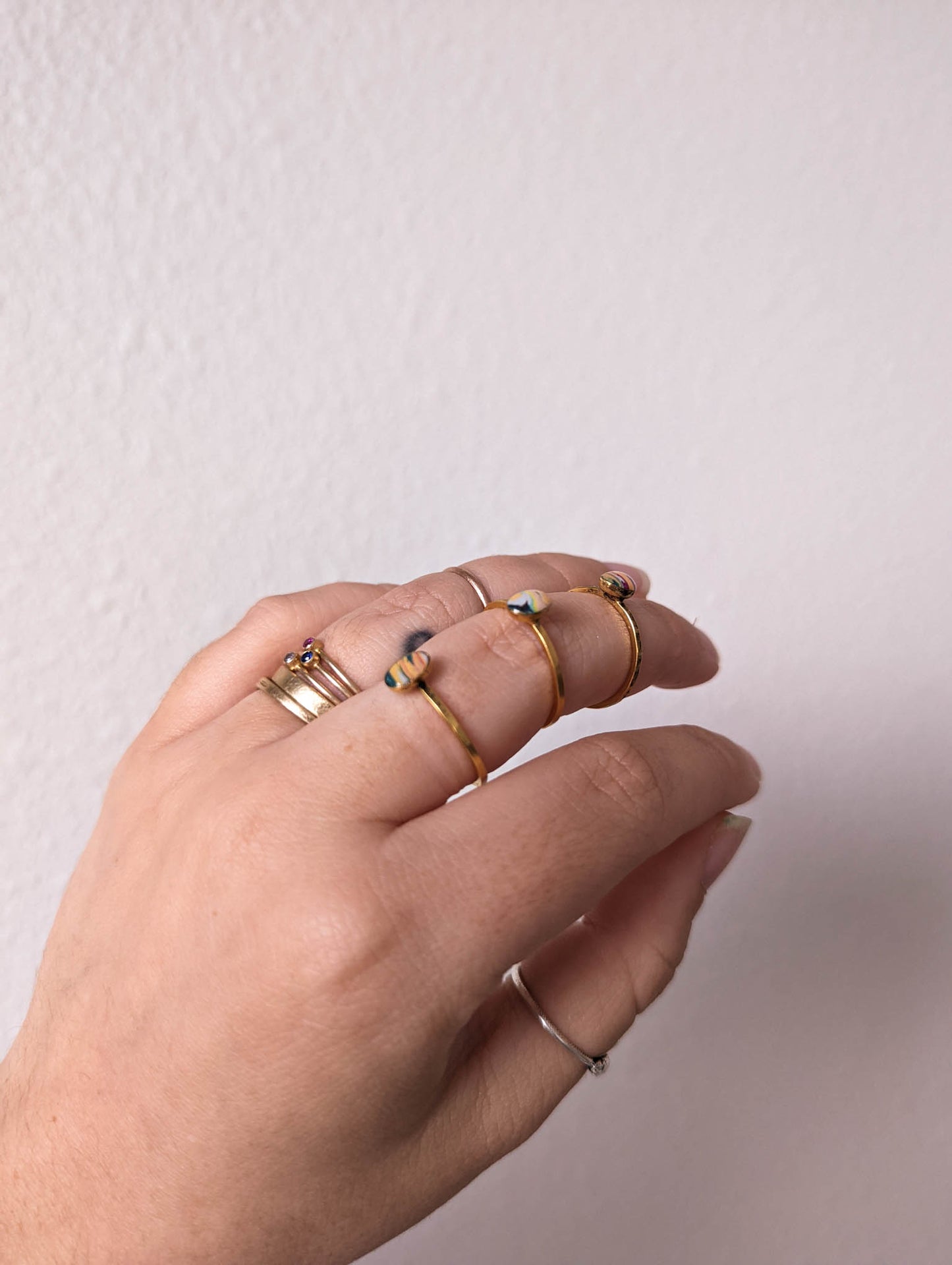 Drop Ring - Tropical - Hammered 24k Plated Gold