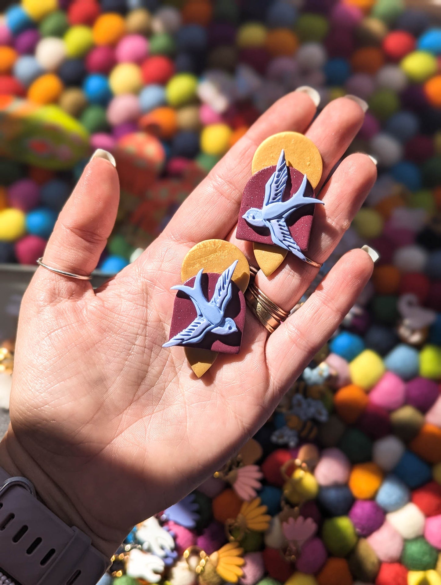 Sparrow - Mega Stud - Gold, Merlot, Periwinkle - Glossy