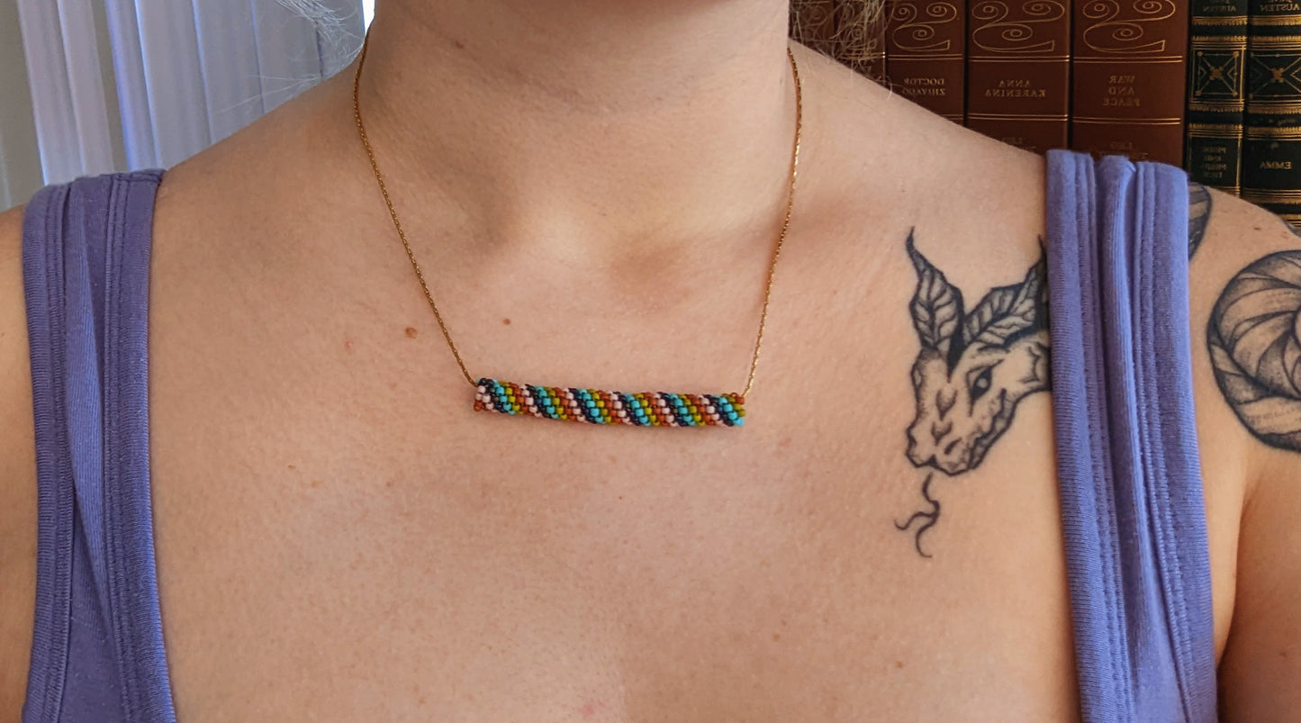 Column Necklace - Arizona - 18 inch Gold Plated Stainless Steel