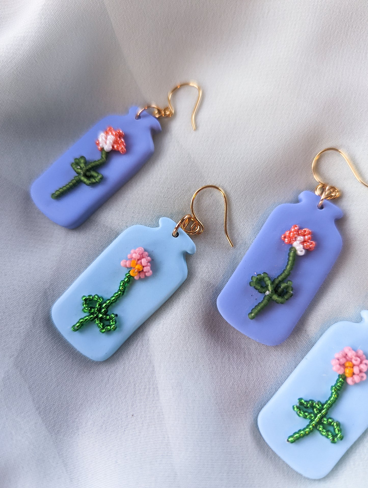 Flower Jar - Coral Daisy & Periwinkle Jar