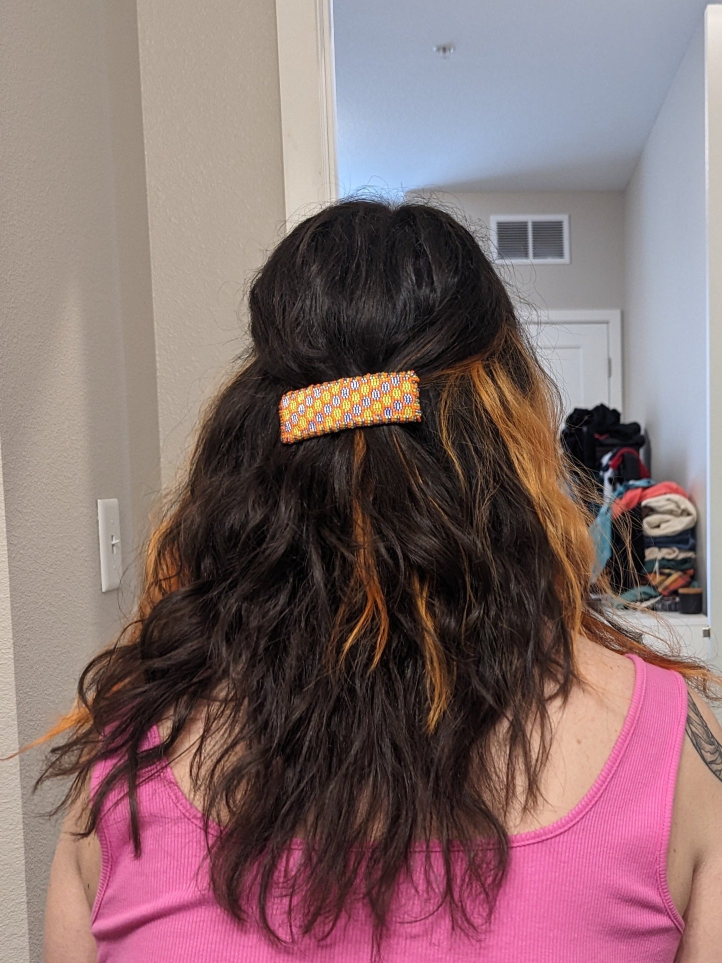 Dotty Panel - Carrot, Lilac, Chartreuse - French Barrette