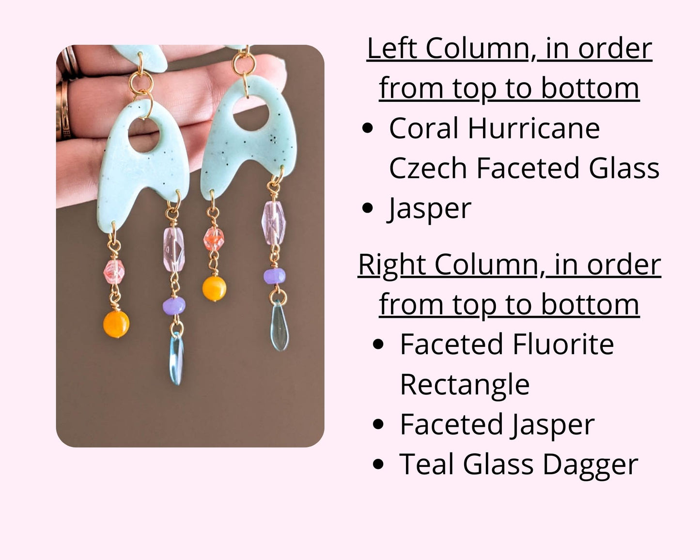 Jetsons - Sage - Fluorite, Jasper, Faceted Czech Glass, Dagger - Buffed