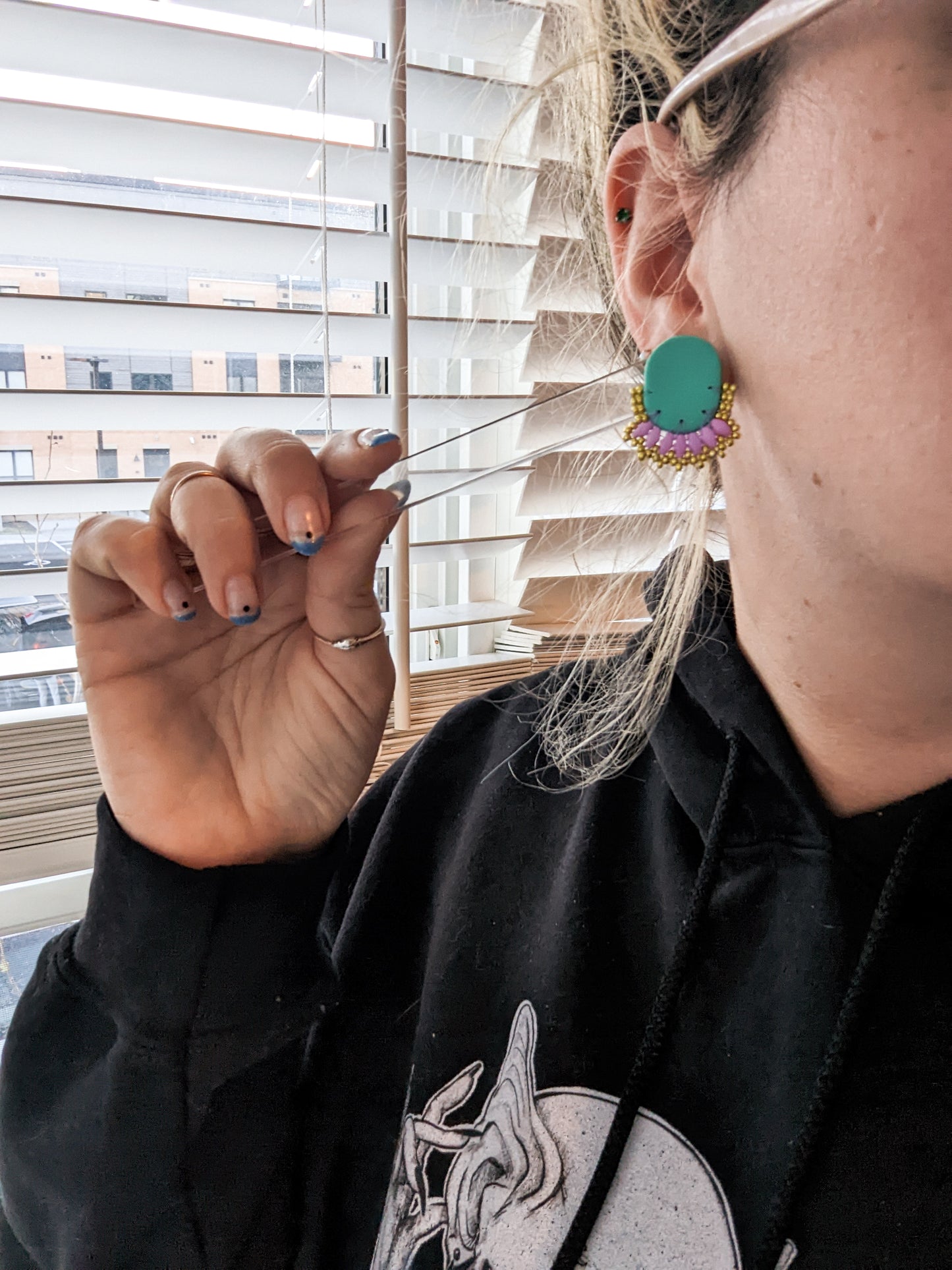 Oval Stud - Chunky - Thistle