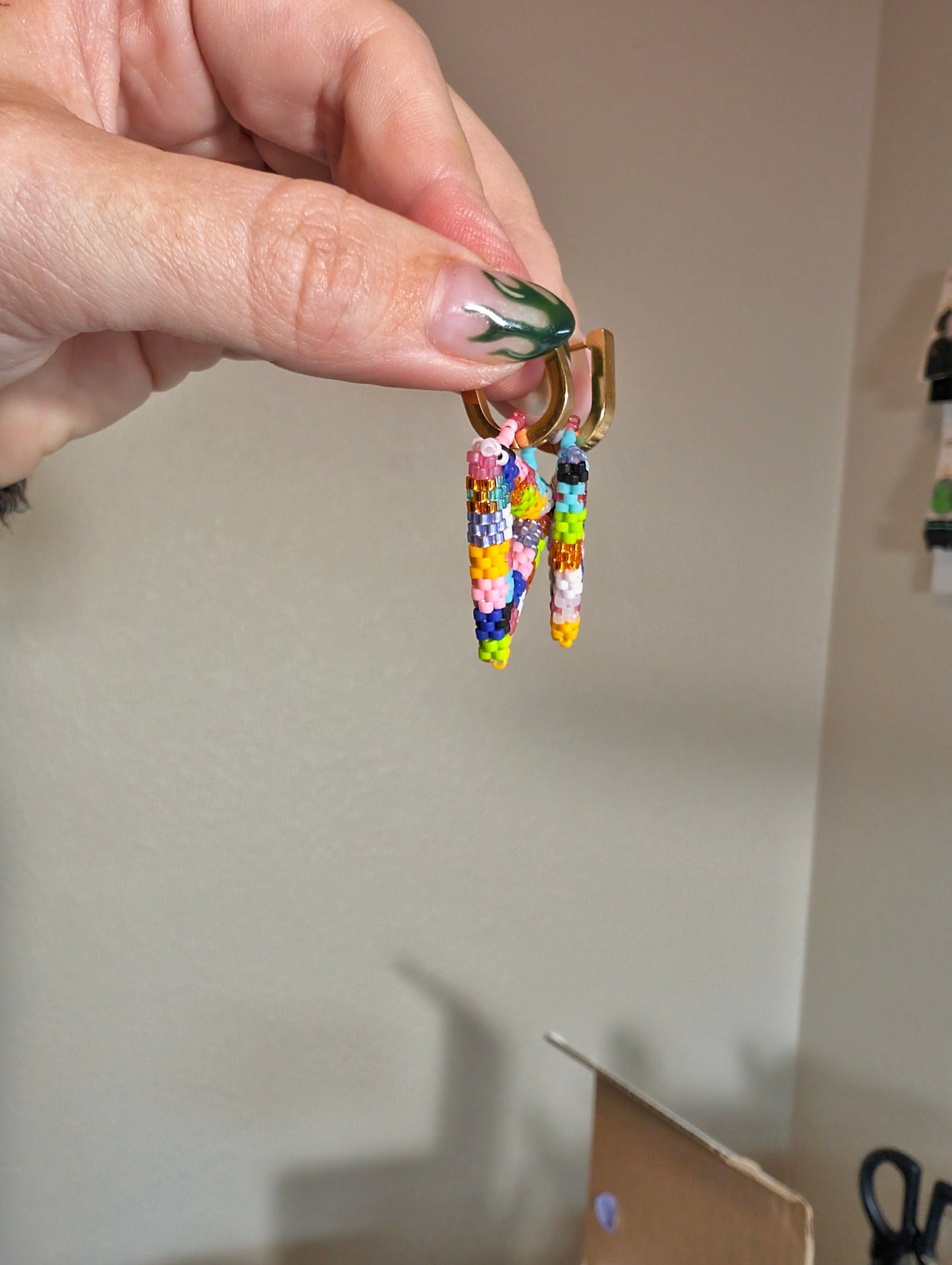 Charms  - Beaded Puffy Triangles - Large - Patches