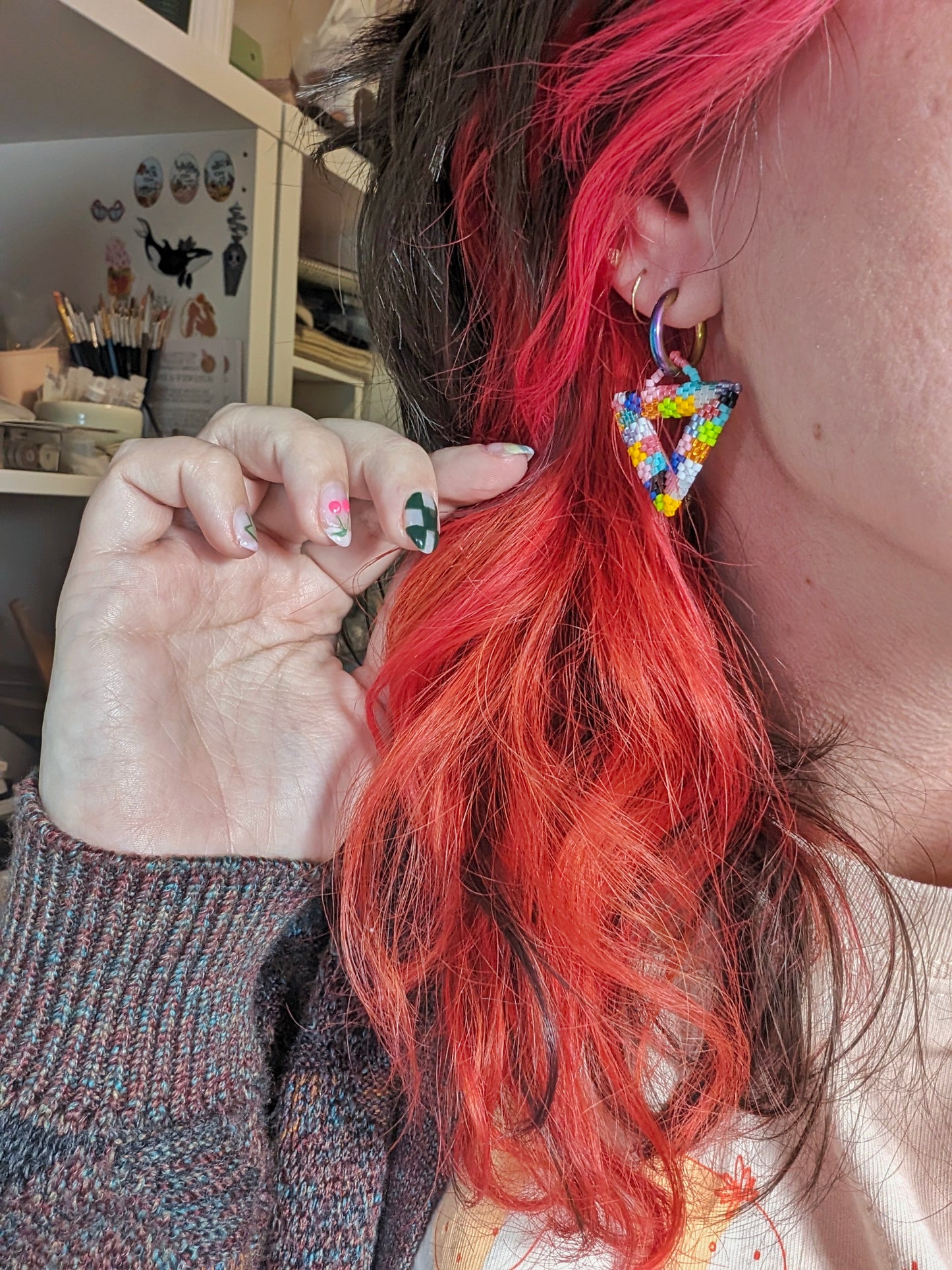 Charms  - Beaded Puffy Triangles - Large - Patches