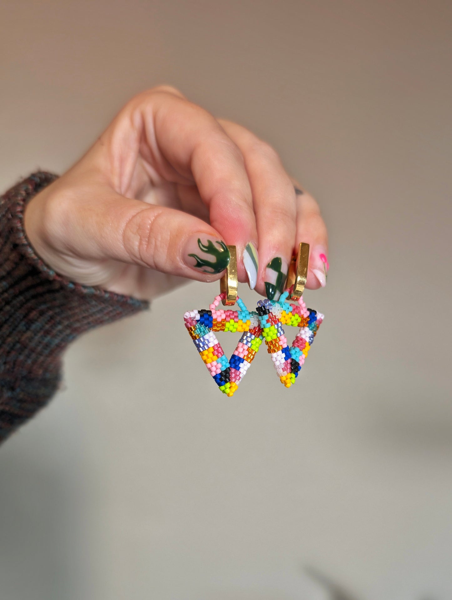 Charms  - Beaded Puffy Triangles - Large - Patches