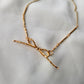 Liquid Gold - Single Bow 15 inch Choker Necklace - 24k Gold Plated Hex-cut Beads