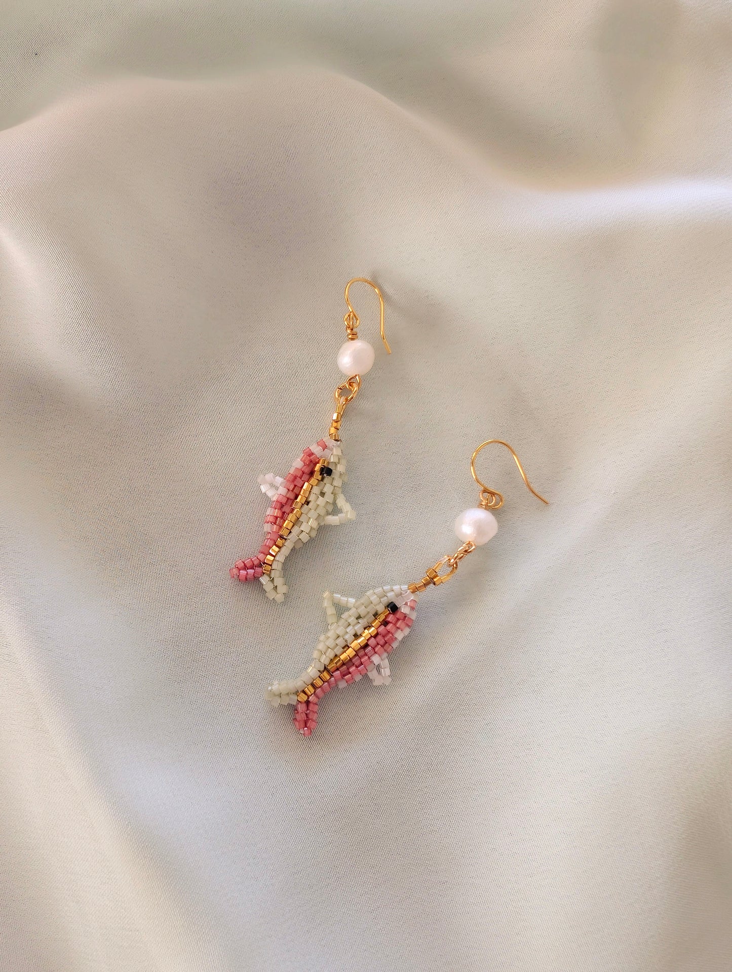 Holiday Salmon - Freshwater Pearl Drops (PAIR)