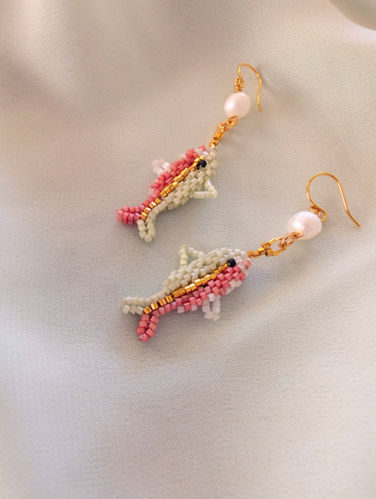 Holiday Salmon - Freshwater Pearl Drops (PAIR)