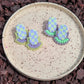 Oval Stud - Lilac & Soft Lime Checker