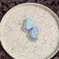 Oval Stud - Lilac & Soft Lime Checker