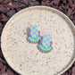 Oval Stud - Lilac & Soft Lime Checker