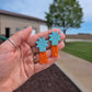 Broccoli Stud - Turquoise & Clementine Checker
