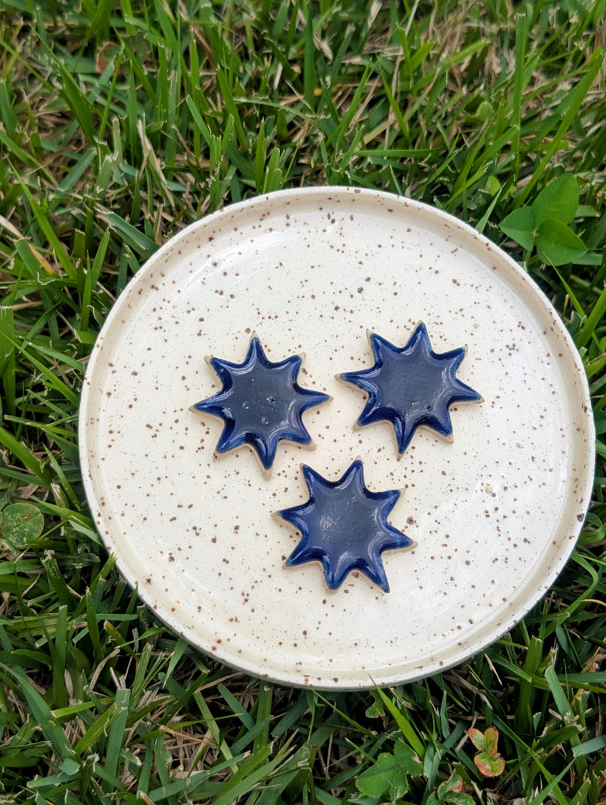 Fridge Magnet - Stoneware Pottery - Blue Spark