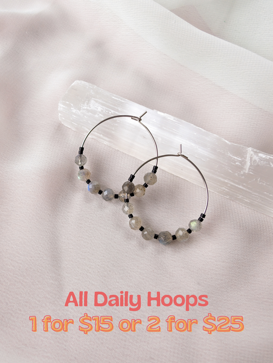 Daily Hoops - Faceted Labradorite