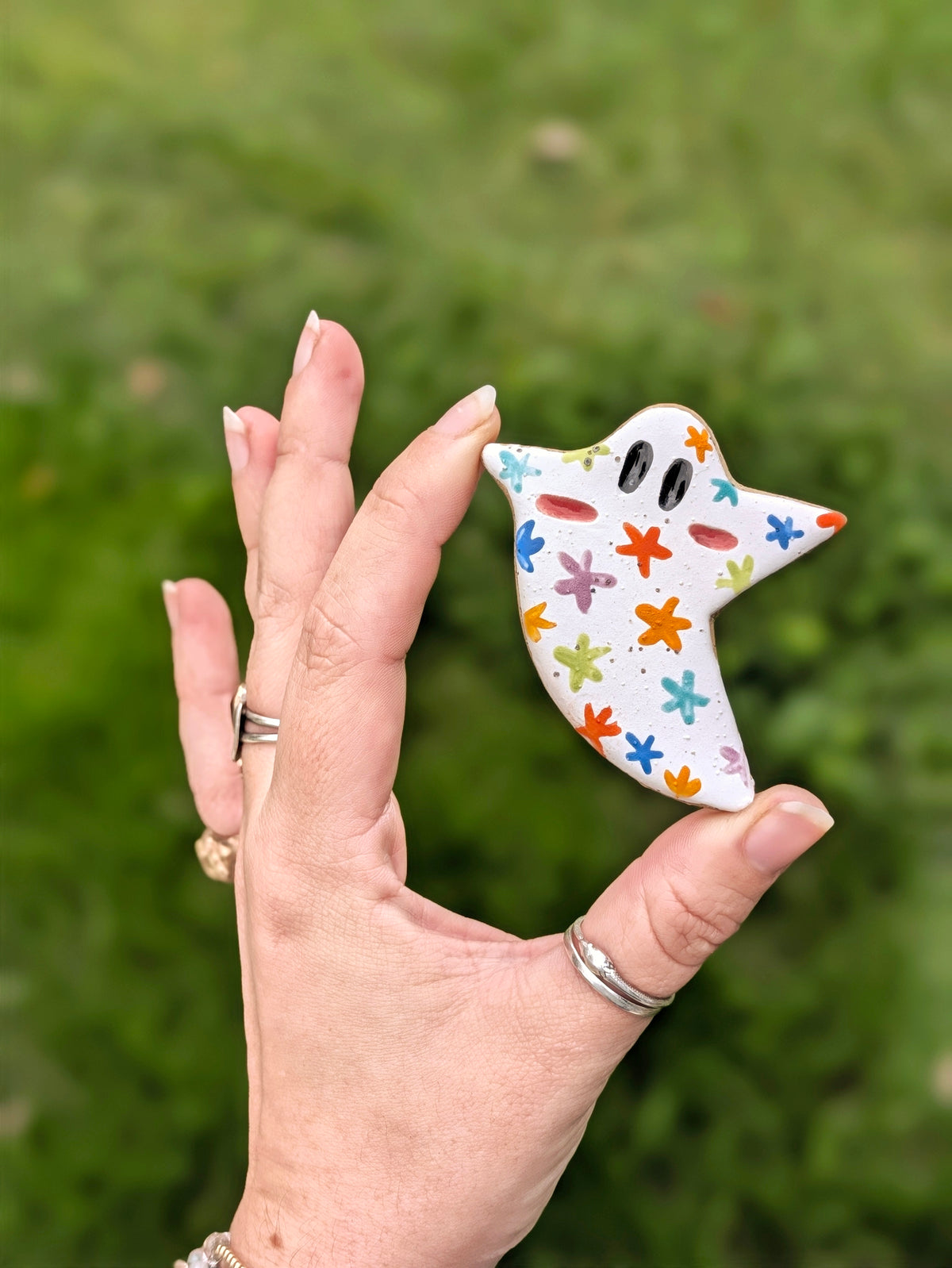 Magnet - Floral Ghostie - Stoneware
