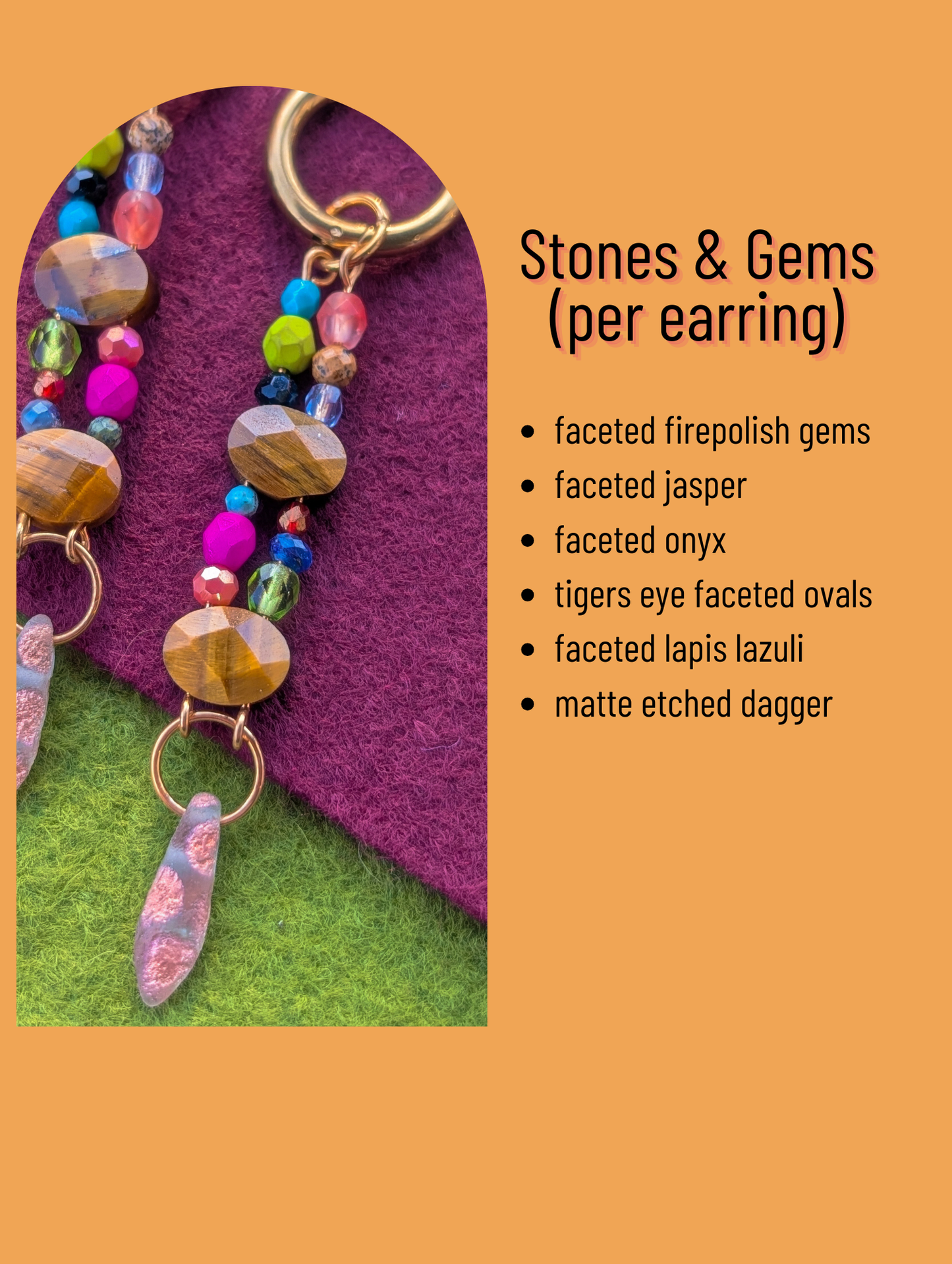 Jasper, Onyx, Tigers Eye, Lapis Lazuli, Etched Dagger - Gemstone Gallery #8