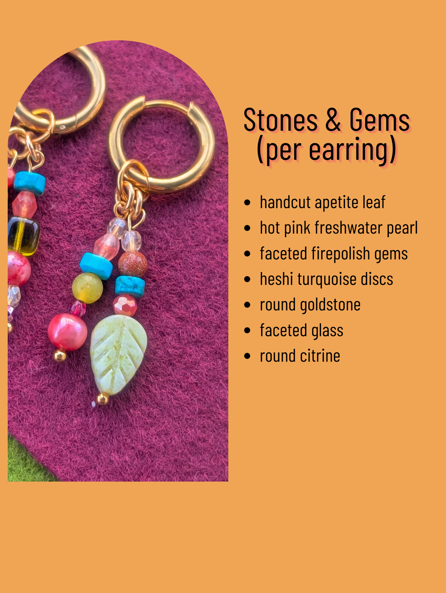 Apetite Leaf, Freshwater Pearl, Turquoise, Goldstone, Citrine - Gemstone Gallery #9