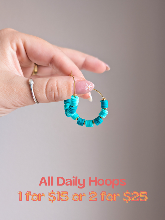 Daily Hoops - Heishi - Mint & Teal Colorblock