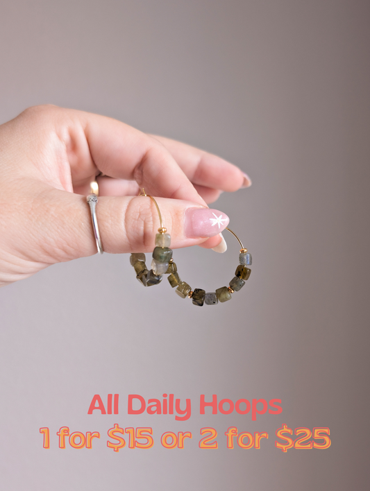 Daily Hoops - Moss Agate Organic Cubes