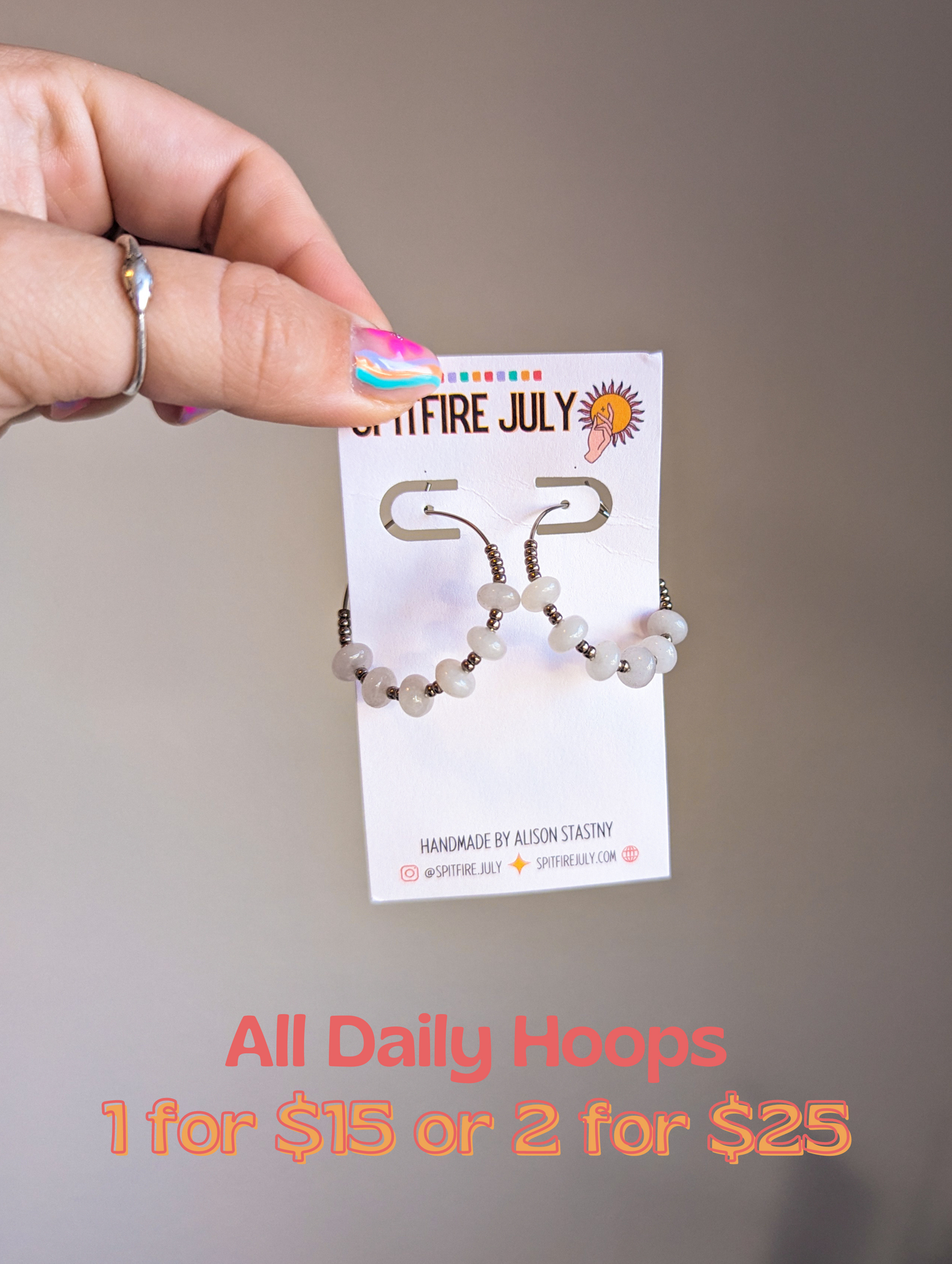 Daily Hoops - Silver Stones - Choose Your Pair