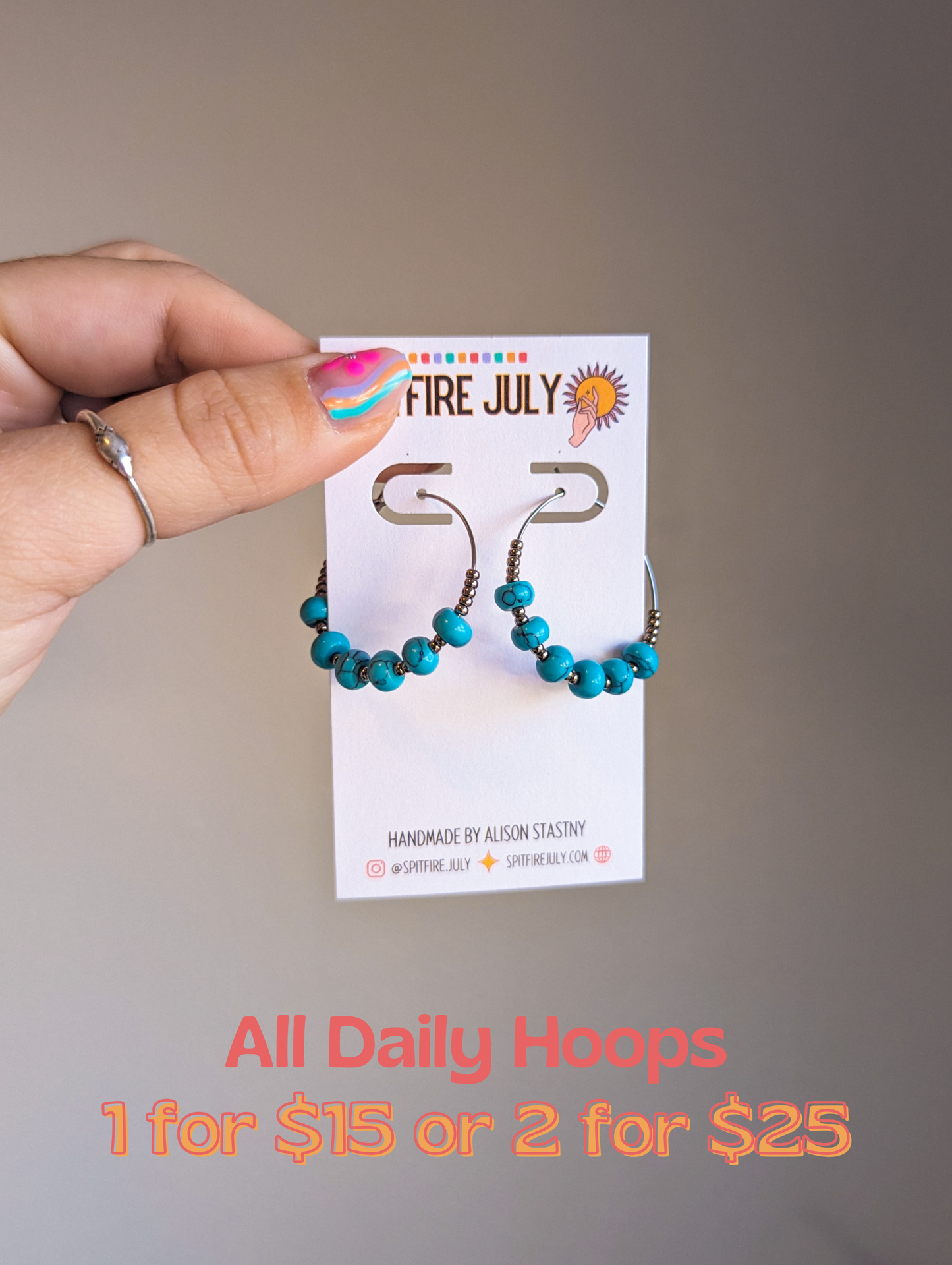 Daily Hoops - Silver Stones - Choose Your Pair
