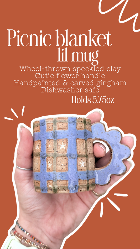 Pottery - Gingham Daisy Mug - 5.75 oz
