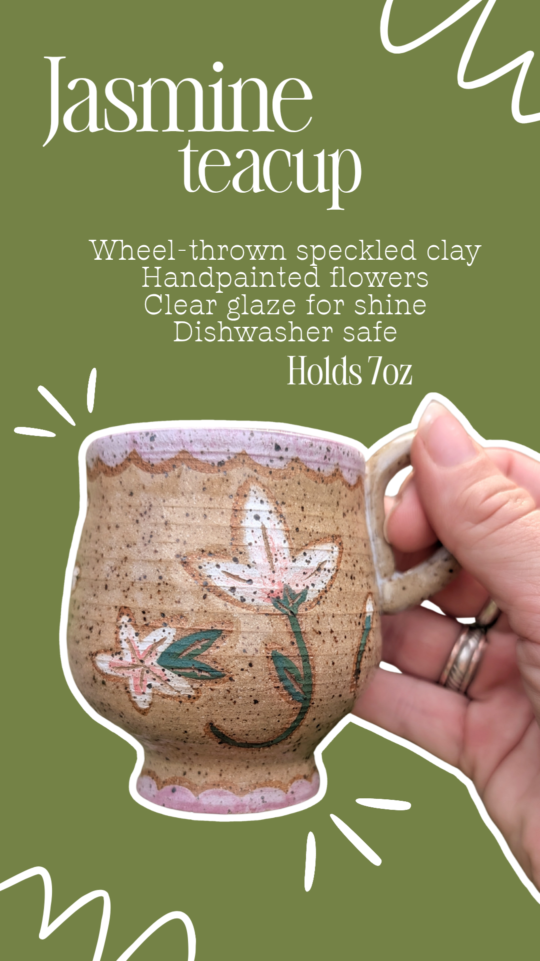Pottery - Jasmine Teacup - 7 oz