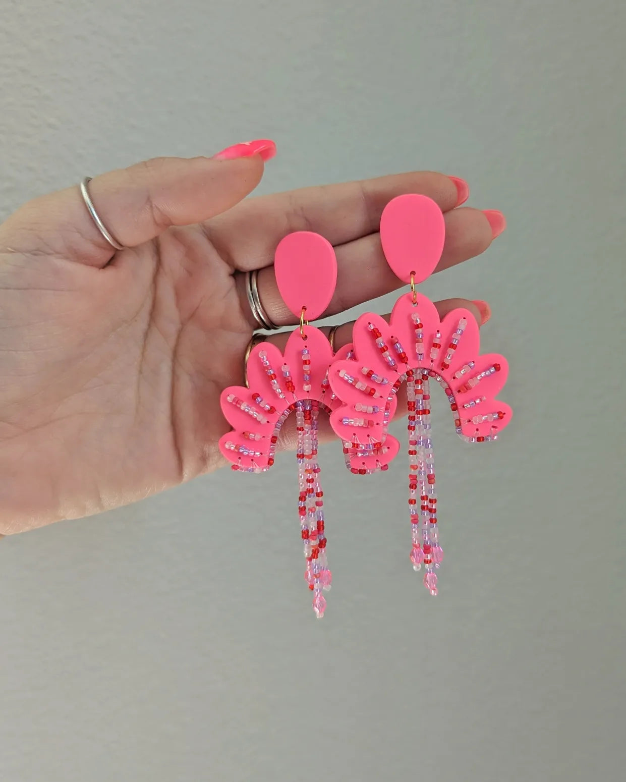 Scallop Drop - Fringe - Barbie Pink