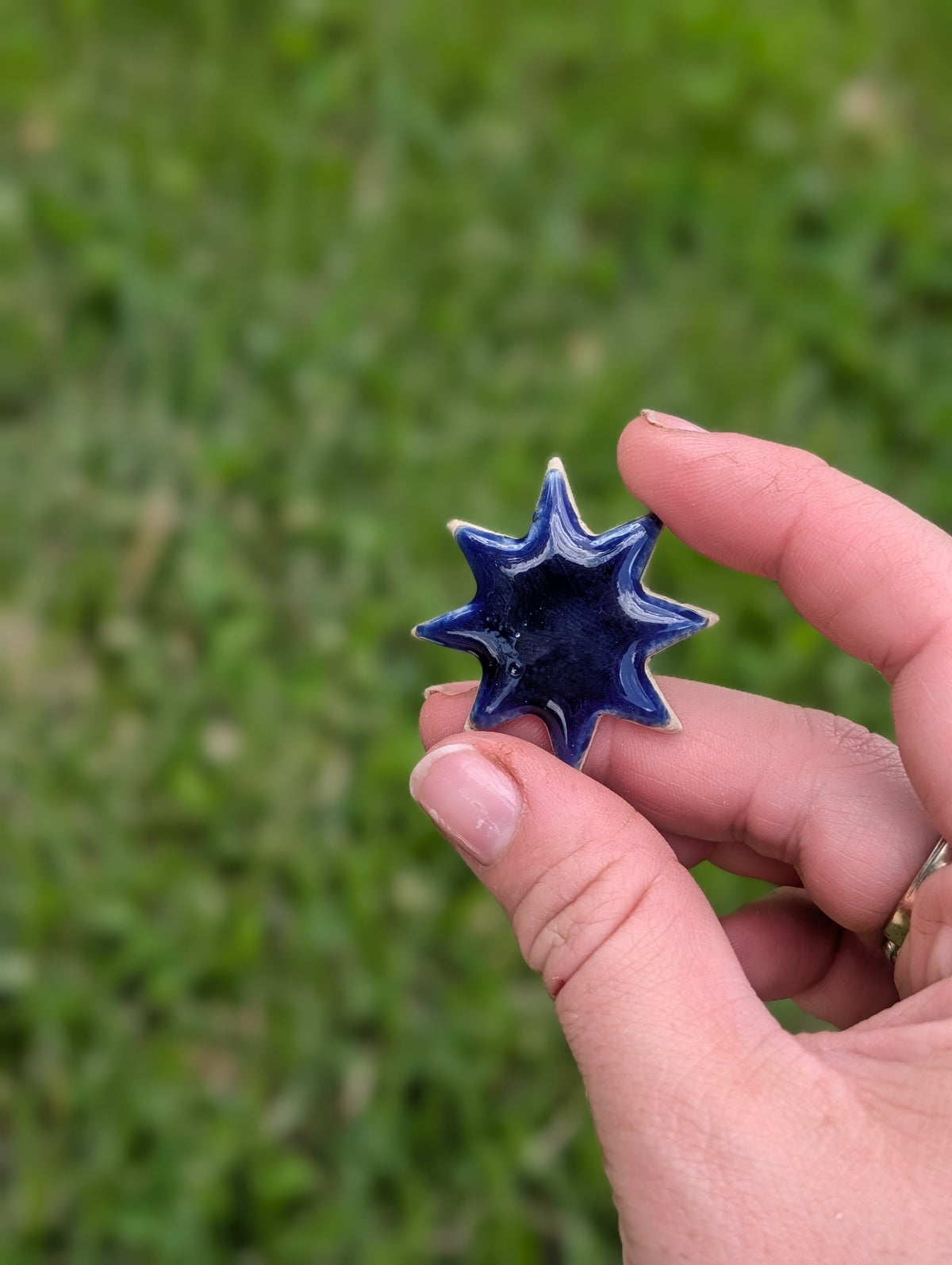 Fridge Magnet - Stoneware Pottery - Blue Spark